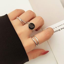 Cluster Rings ZOVOLI Vintage Sliver Hiphop Chain Open Set For Women Girls Punk Geometric Simple Finger 2022 Trend Jewelry Party