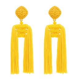 back Tassel Earrings Personality Fashion Bohemian National Wind Rice Beads Earrings Jewelry Wholesale