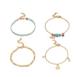 foot charms jewelry Australia - Anklets 2021 4pcs sets Gold Charms Heart Elephant Moon Sun Star Geomerty Foot Chain Beach Summer Jewelry Women Accessorie 8499