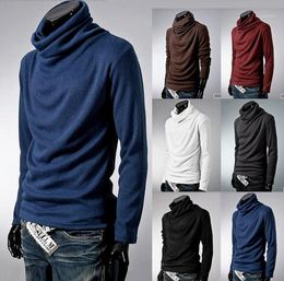 Wholesale- Big Size Men's Turtleneck Sweater Super Cool Rotation Collar Cardigan Mens Ultrathin Base Shirt Mens Pullovers1
