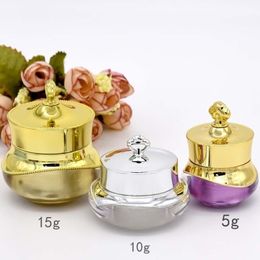 Crown Plastic Refillable Bottles 5G 10G Empty Makeup Travel Lipbalm Nail Tips Face Cream Lotion Jars Cosmetic Containers