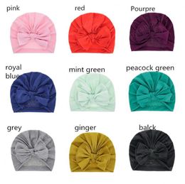 Baby handmade layered Bowk turban 15 Colours newborns solid Colour beanie Donuts hat toddlers fashion headwear Indian hats