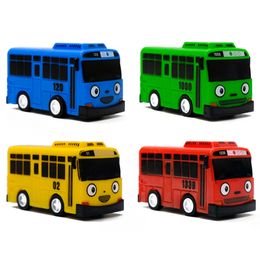 New 4pcs/set Small Car Korean Cartoon TAYO The Little Bus Araba Oyuncak Car Model Pull Back Toy Car Kids Birthday Gift LJ200930