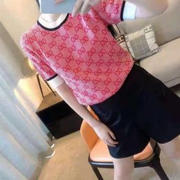 New Knitted T Shirt Women Summer O-Neck Short Sleeve T-shirt Female Striped Casual Tops Tee Shirt Women's Clothing