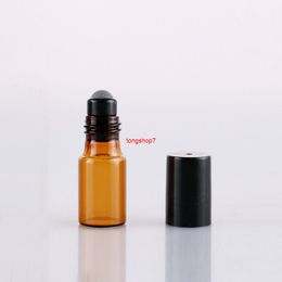 Wholesale 100Pieces/Lot 3ML Portable Amber Roll On Glass Refillable Perfume Bottle Empty Essential Oil Case With Plastic Capshipping