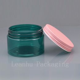 50pc/lot 120g DIY Empty Plastic Frosted PET Jar,large green Cream Container Mask jar with Gold / pink white Metal Cap