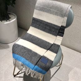 New Blue white gray stripe splicing scarf fashion simple design cashmere scarf winter fashion neutral shawl 32*180cm