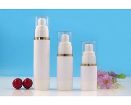 30ML white plastic airless bottle gold line lotion/emulsion/eye serum/liquid foundation/whitening essence/sunscreen packing
