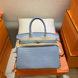 Matte Fully Crocodile Handbag Handmade 25cm Brand Purse Quality Luxury Bag Purse Color Wax Line Stitching Can Make Size 30cm Too Fast