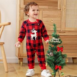 Christmas INS infant baby boys girls rompers overalls sweater jumpsuits front wood button newborn toddler bodysuits
