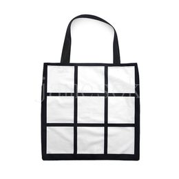 Sublimation white blank DIY 9 grid tote bag single-sided heat transfer shopping bag DB422