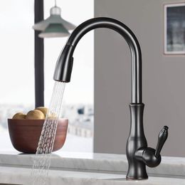 Black Kitchen Faucets Pull Out Kitchen Sink Mixer Tap Single Lever Water Mixer Tap Crane For Kitchen 360 Rotation Mixer