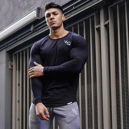 Fashion New Men Sport Long Sleeve T Shirts Bodybuilding Workout Cotton Tops Clothes 201203
