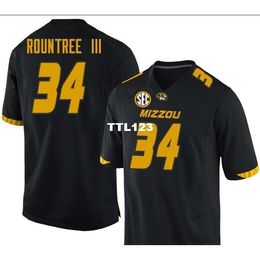2019 NEW 3740 Missouri Tigers Larry Rountree III #34 real Full embroidery College Jersey Size S-4XL or custom any name or number jersey