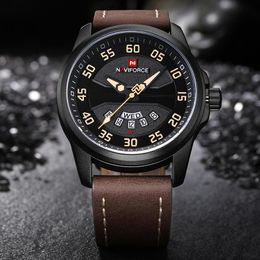 Sport Mens Quartz Watch NAVIFORCE Waterproof Men Watches Top Genuine Leather Auto Date Designer Brand Wristwatch montre de luxe
