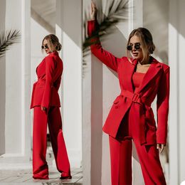 New Fashion Red Mother Of The Bride Pant Suits Bridal Suit Blazer Pants Coat Formal Business Party Prom Evening Tuxedos