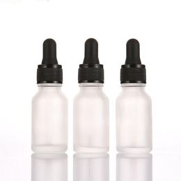 30ml Black Screw Cap Bottles Clear Frosted For Original Liquid Cosmetic package With Glass Dropper Clear Frosted Rubber Top