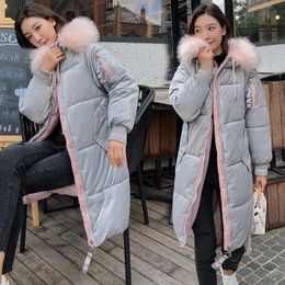 winter women's clothing new fashion long parka feminine coat velvet female winter jacket parka woman Fur collar coat 201125