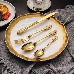 24Pcs/set Luxury Silver Gold Cutlery Set Dinnerware Flatware Set Tableware Silverware Dinner Fork Knife Spoon Drop Shipping 201116