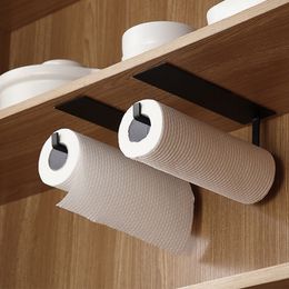 Non Perforated Paper Towel Holders Self-Adhesive Kitchen Tissue Holder Bathroom Toilet Roll Paper Hanger Fresh Film Hook Storage Rack Wall Hanging Shelf ZL0576