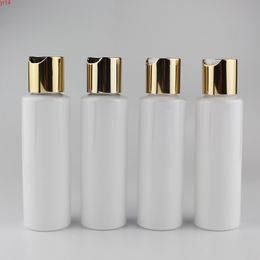 100ml X50 White Round Empty PET Travel Bottle With Gold Aluminium Disc Top Cap Press Family Oil DIY SPA Bottles Container 3.3ozhigh qualtity