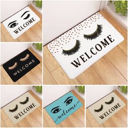 Sholisa Anti Slip Bath Mat bathroom carpet Rug 3D Printed Beauty Eye Eyelash Water Absorption Bathroom Carpet Rug Living Room 201116