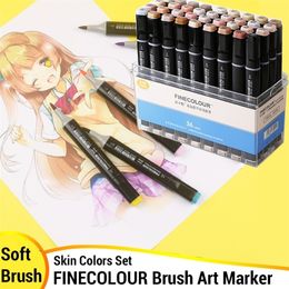 skin ink Canada - Finecolour Skin Color Brush Tip Markers Set Alcohol Ink Felt Tip Art Marker Comic Art Supplies Felt Tip Graphic Design EF102 201128