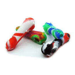 Smoking Bong Pipe Oil Rigs Dry Tobacco 4.72 Inch Silicone Portable Color Cucumber Shape Cigarette Tubes Herb Mouth Tips Smoke Pipes tips Accessories Hand Bongs