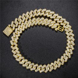 Bling Hip Hop Chain Necklace 15mm 16-24inch Gold Silver Colours CZ Stone Cuban Chains Necklaces Hot Jewellery Gift for Friend