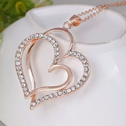 fashion Women gift Crystal heart necklace gold chains heart pendant for women fashion jewelry will and sandy gift
