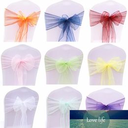 chair sashes for sale Canada - Top Sale 50PC Set Wedding Organza Chair Sashes Bow Knot For Banquet Event Birthday Party Decoration Home Textile Chair Cover