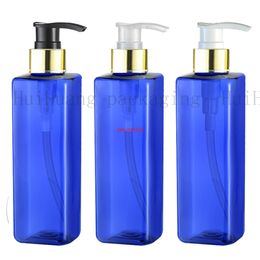 20X250ml Refillable square Bottles Lotion Container Large gold lotion Pump Plastic Shampoo Bottle Travel Bottlegood package