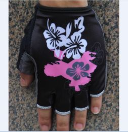 2024 Women Flower Cycling Gloves MTB Road Gloves Mountain Bike Half Finger mitten Men Fleece Bicycle Gym Fitness Non-slip Sports Gloves