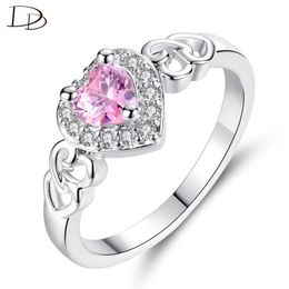 Wedding Rings DODO Pink Heart Shaped Zircon For Women Unique Fashion Hollow Bands Crystal Bijous Femme Drop R455