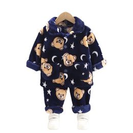 Autumn Winter Baby Cartoon Clothes Children Boy Girls Fashion Pyjamas Pants 2pcs/sets Toddler Clothing Kids Cotton Tracksuit 211224