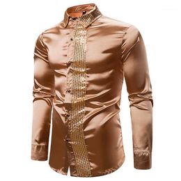 2020 Men Fashion Casual Nightclub Show Hosting Lapel Collar Long Sleeve shirt Social Business Dress Shirt Men Clothing camisa1