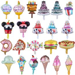 Helium Foil Balloon Happy Birthday Mini Cake Ice Cream Balloons Children Birthday Party Decorative Balloon Wedding Decorations Supplies