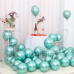 50pcs 10 inch metal Green balloon birthday decoration wedding bedroom background wall arrangement chrome balloon