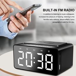 hot BT508 Wireless Charging Bluetooth Speaker Clock LED Alarm Clock Power Bank Three - In - One Clock Waterproof Mini Car Small