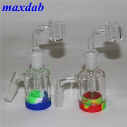 14mm 18mm Ash catcher hookah with quartz banger nail 7ml silicone container thick glass ashcatcher for water pipe