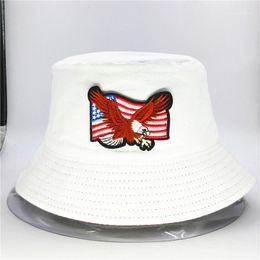 Cloches Eagle Embroidery Cotton Bucket Hat Fisherman Outdoor Travel Sun Cap Hats For Kid Men Women 581
