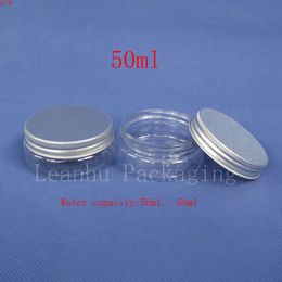 50ml - 60ml empty plastic face cream containers with Aluminium lid, round clear PET bottles for cosmetic packaging, 20pc/lothigh qualtity