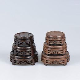 Decorative Objects & Figurines Wenge And Ebony Fret Pattern Wooden Base Teapot Stone Bonsai Antique Vase Circular Support