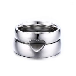 Half Heart Wedding Rings for Women Men Alliance Simple Anniversary Band Ring Bijoux Engagement Jewellery Gift1