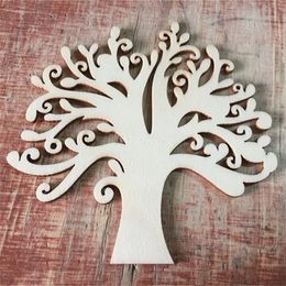 10 Pcs unfinished Wooden Christmas Family Tree Gift Hanging Ornaments Hollow Wood Chips for DIY Arts Craft Decoration Y201020