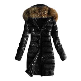 Hoodie Parka Women Quilted Winter Warm Hooded Coats Long Sleeve Fur Collar Jackets Tops Casual Jackets Overcoat Female Outwear 200928