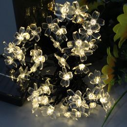 Waterproof Flower 50 LED Solar Light Outdoor Lighting String Christmas Garland Fairy Lights New Year Lamp for Garden Decoration 201203