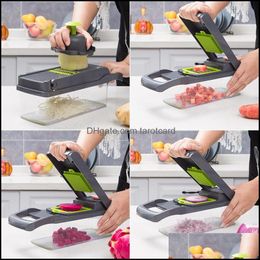 Fruit & Vegetable Tools Kitchen Kitchen, Dining Bar Home Garden Chopper Food Mtifunctional Slicer With Container Household Cutter For Veggie