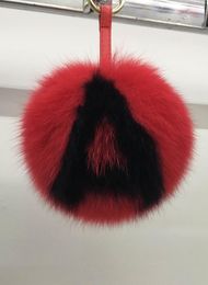 Custom 15Cm Big Fluffy Bugs Pompon Keychain Alphabet Fox Fur Ball Pom Pom Key Chain Backpack Bag Purse Charms Gift 177