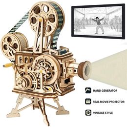 Robotime DIY Real Film Projector Wooden Model Building Kits Wooden Puzzle Gift Toys for Children Factory Direct Sales LJ200928